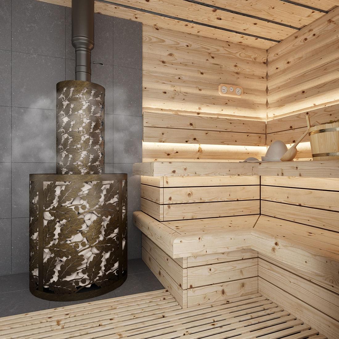 Чугунная печь для бани на дровах Эверест Легкий пар (281) с закрытой .